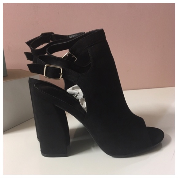 Charlotte Russe Black Peep Toe Booties - Picture 5 of 6